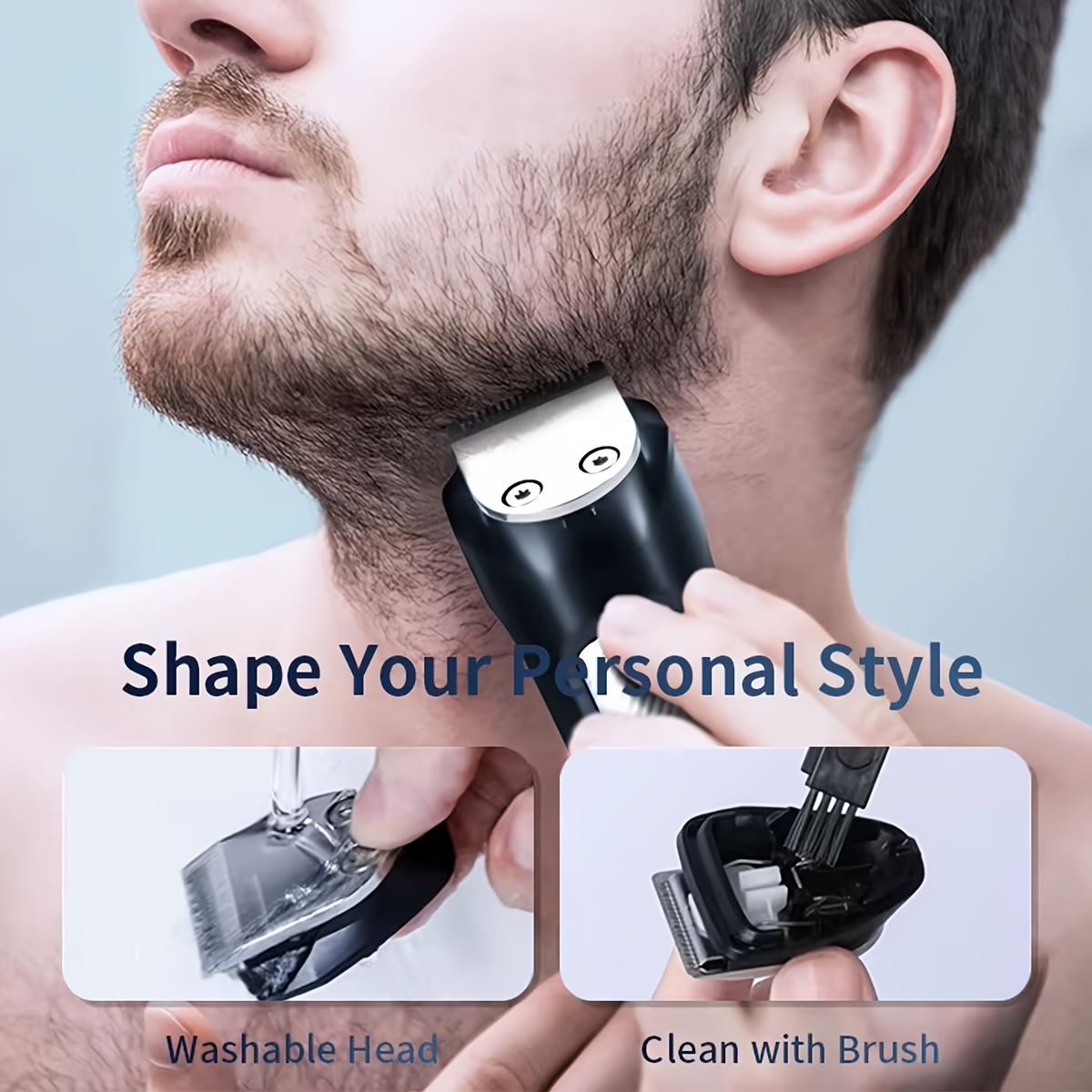 professional 3 in 1 wireless electric hair clipper multi functional adult shaver nose hair trimmer with led light usb type c charging rechargeable 600mah battery   start washable stainless steel   long       3  s and storage bag Product details 3
