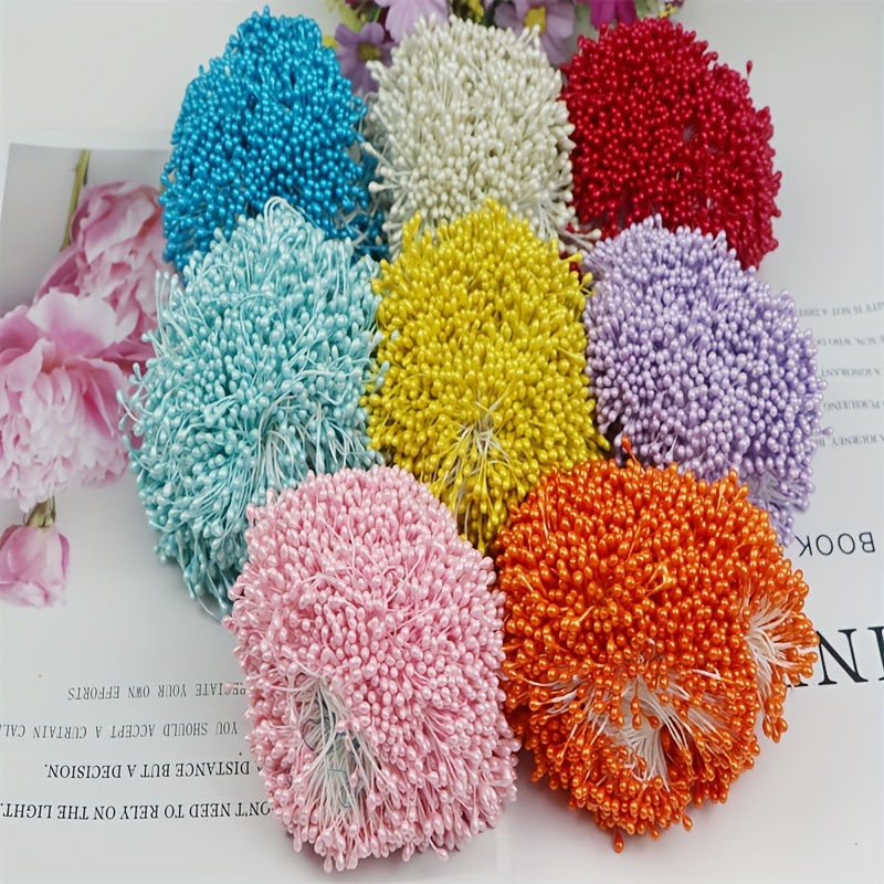 

900 Pcs Bright Double-headed Artificial Flower For Diy Crafts, Mini Handmade Polyester For Floral Arrangements, Scrapbooking Decoration, Reunion Event Supplies