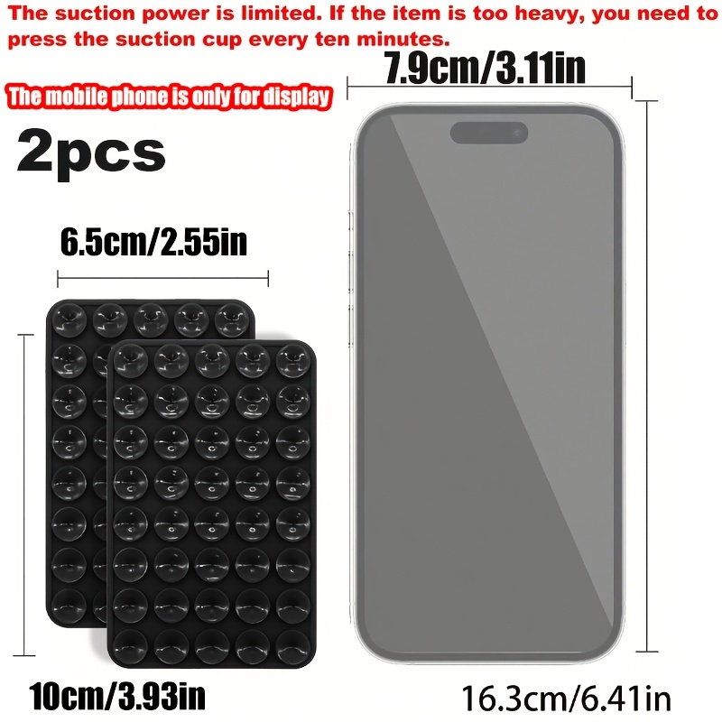 TEMU New 1pc/2-pcs Silicone Back Sticker, Square Phone Back Sticker, Non-drop Suction Cup Sticker, Anti-slip Phone Case, Portable And Removable