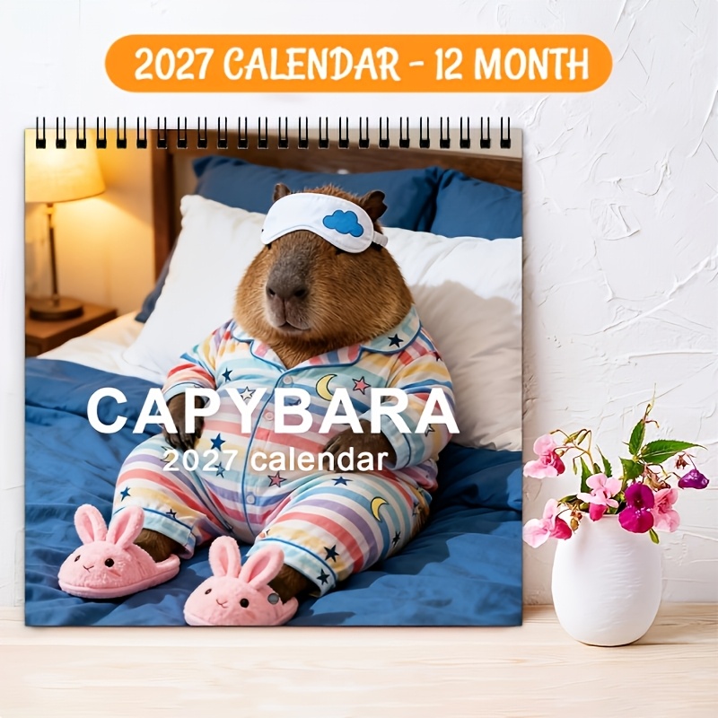 TEMU 2027 Capybara Hanging Calendar Desktop Calendar - 12 Months Of Cute Capybara Photos, Daily View And Monthly Layout, Suitable For Home/office -