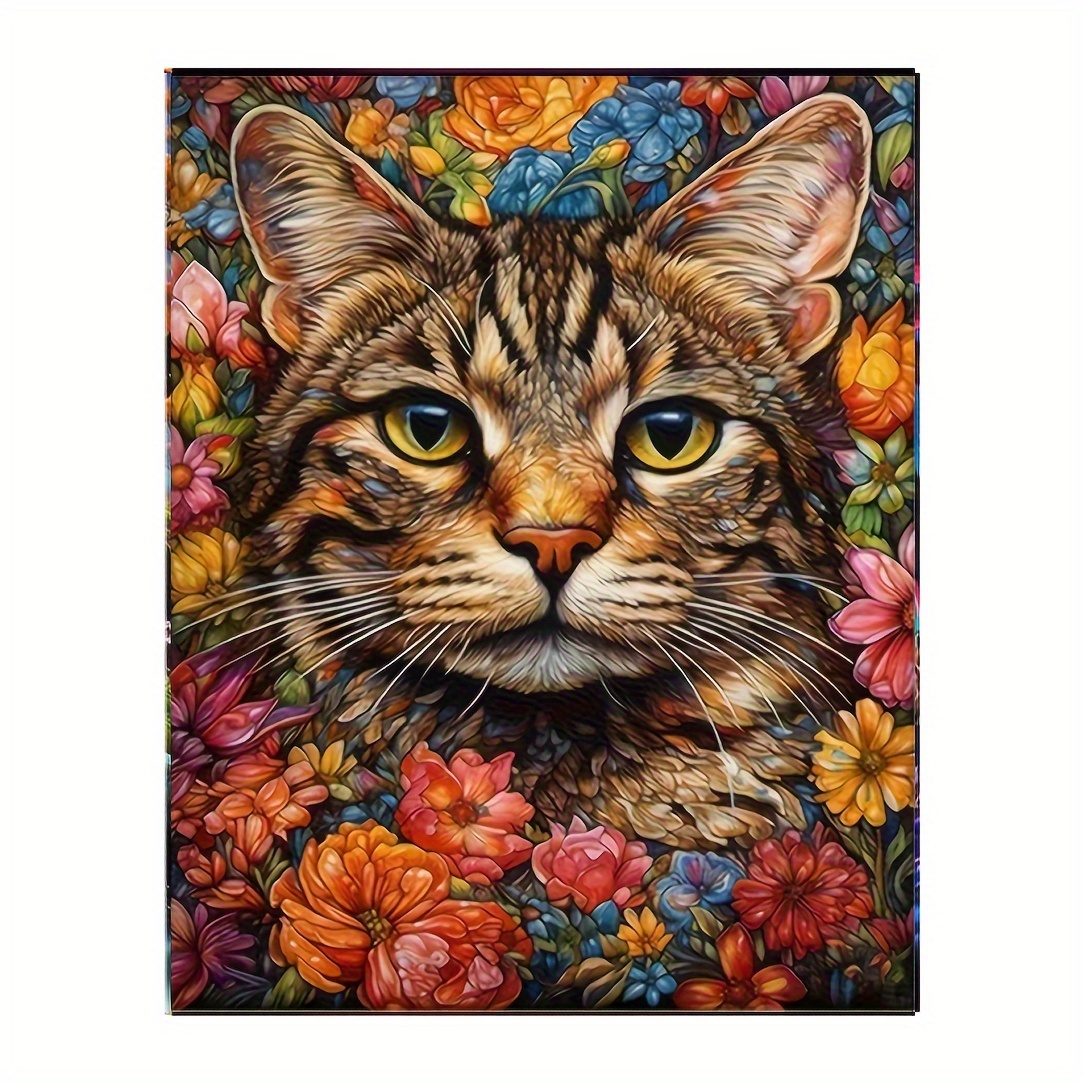 

1pc 7.8x9.8inch Flower Cat Diamond Painting Kits, 5d Diamond Painting Kits For Adults, Diamond Painting Rhinestoneart,round Full Rhinestone Rhinestone Art Kits Diamond Dots Crafts For Home Decor Gift