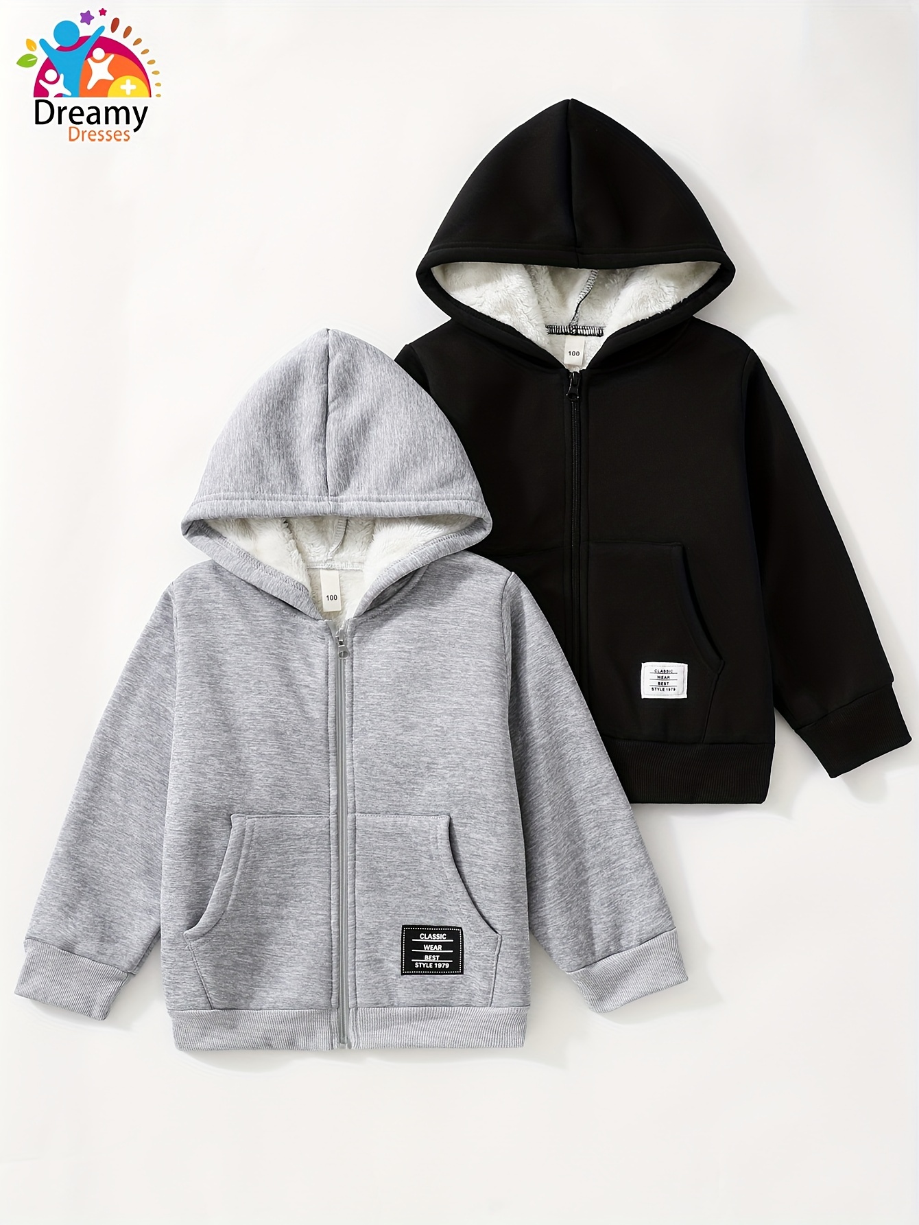 *'s and Children'* */Winter Plus Velvet Gray Two-Piece Combination with  Hooded Jacket