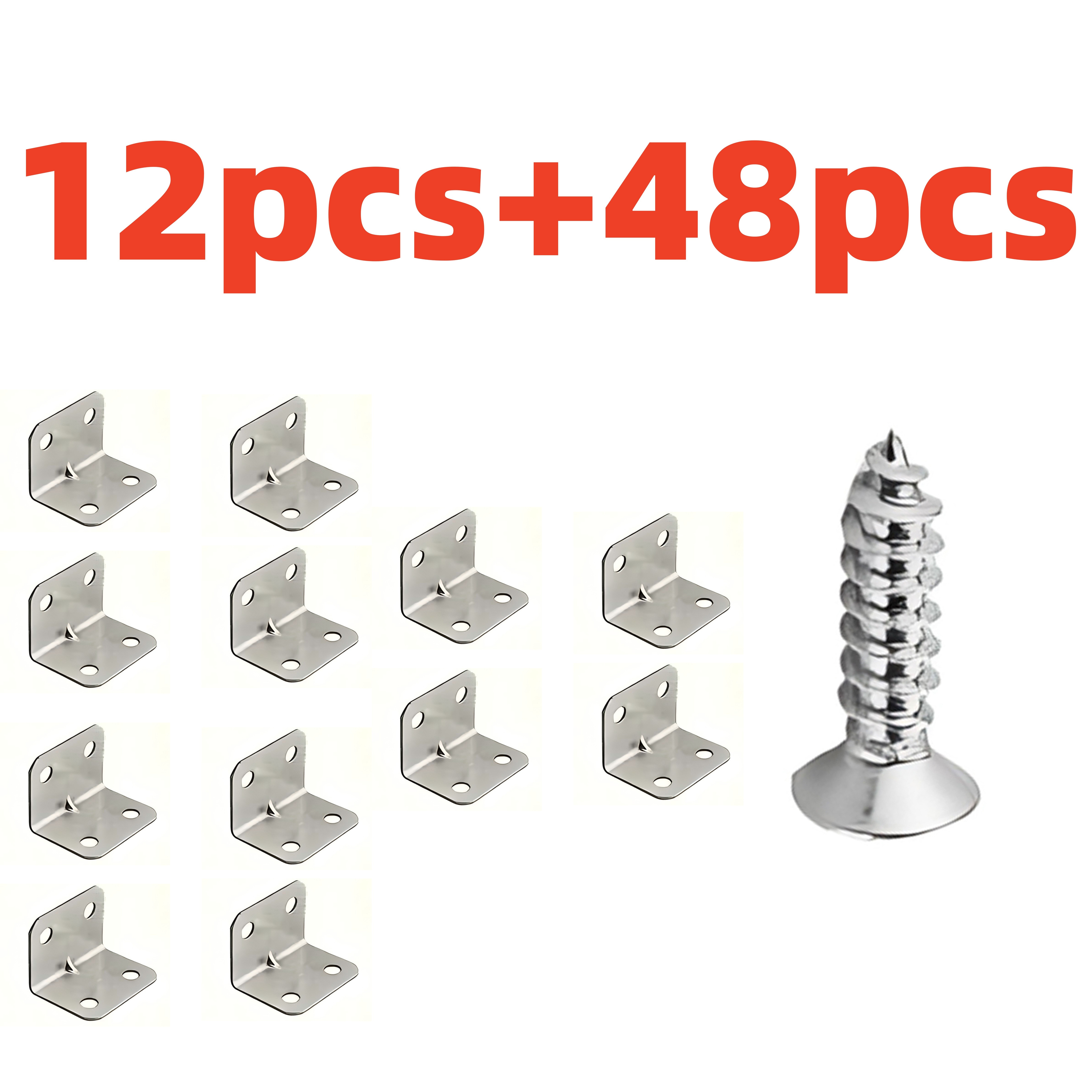 60/40/20pcs With Screws 4 Holes Stainless Steel Bracket, Suitable For Stools, Tables, Beds, Closets, Cabinets Wooden Furniture Support, Better Reinforced Wide Angle Fixed Bracket
