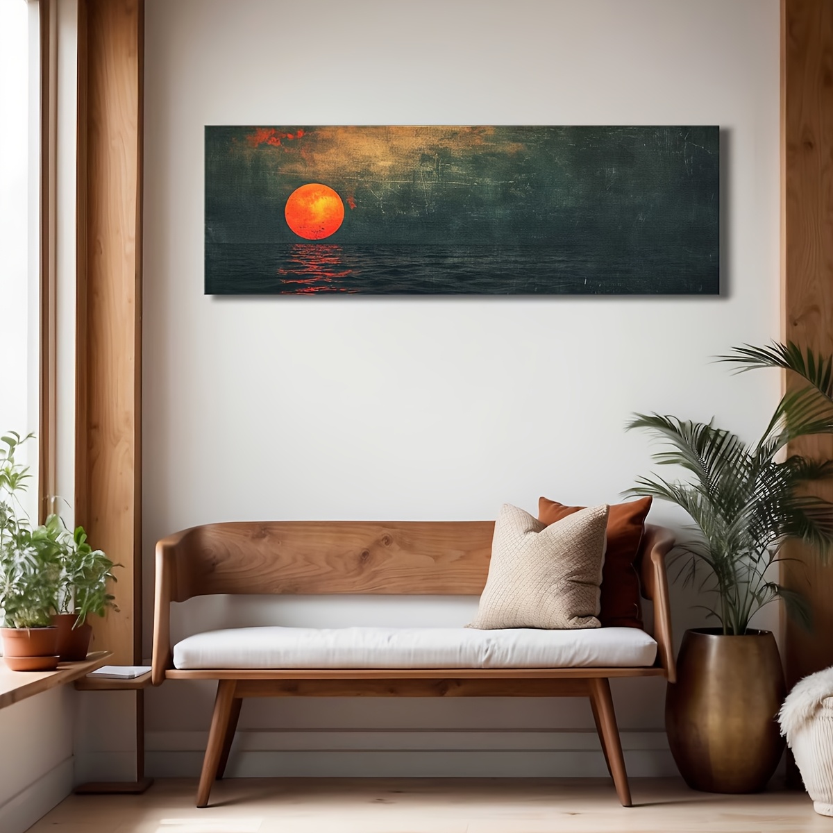 TEMU 2d Flat, 2d Flat, 2d Flat Nordic Sunset Landscape Art Painting, Wall Art Canvas Print, Living Room Home Decor, Unframed