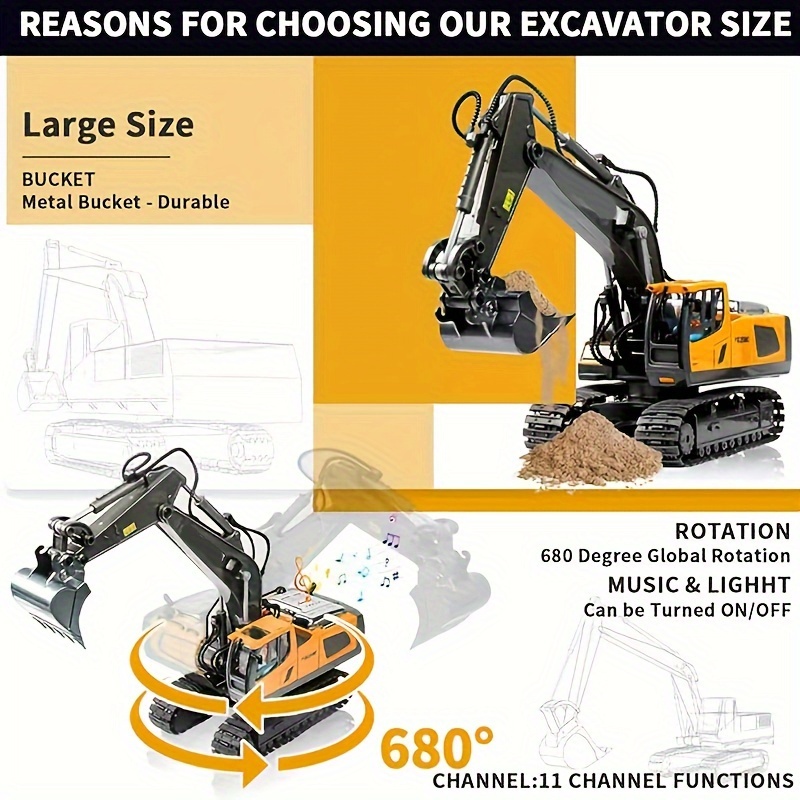 

1 Alloy Excavator (11 Channels), Of , , Turns, 680 Degrees Turntable, Arm Digging, Suitable As A Christmas Gift