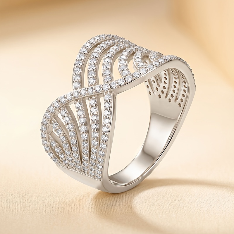 Women's Hollow Intertwined Ring with Sparkling Zirconia