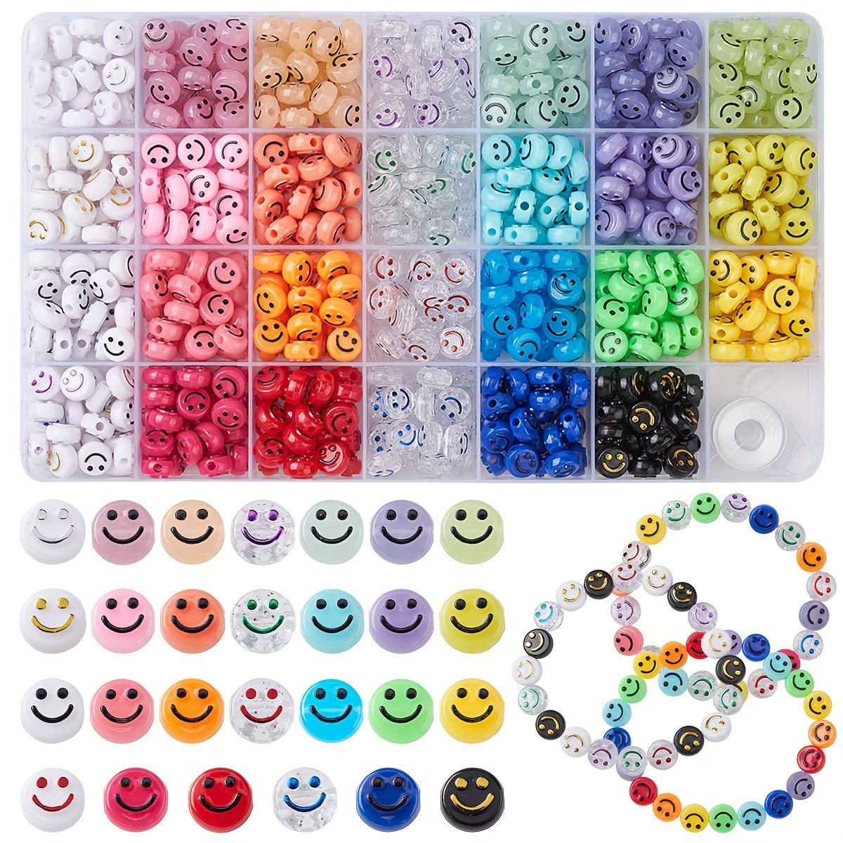 TEMU 675pcs Acrylic Beads Kit, Round Beads, For Making, Stretch Bracelet Craft Set