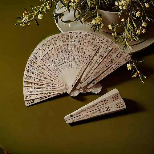 custom engraved wooden folding hand fan high quality recycled wood romantic decorative with floral geometric patterns weddings bridal showers moments unique gift idea 30 40 50 60pcs rustic wedding decorations bridal shower gift intricate