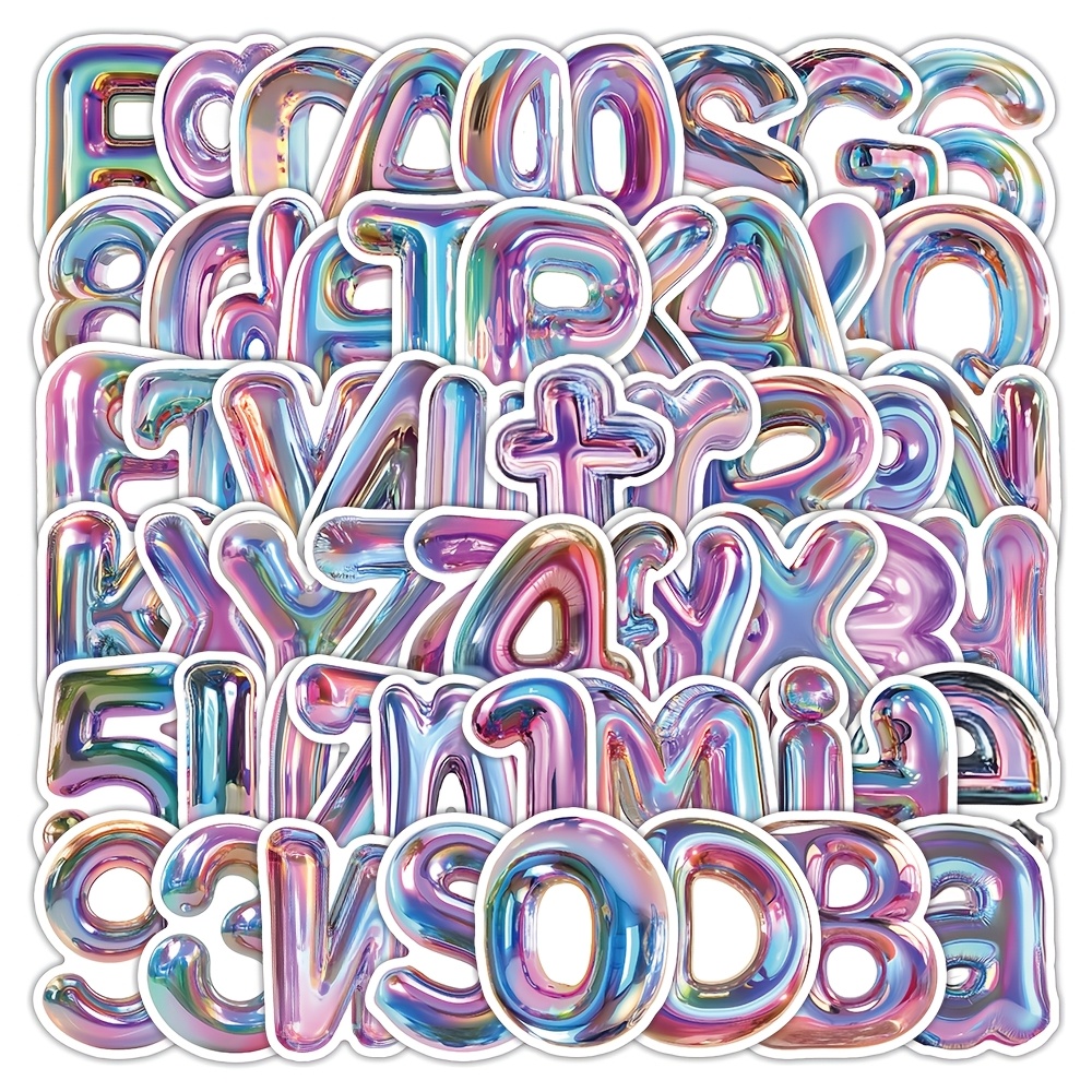 

63pcs Vibrant Alphabet & Number Stickers Set - Reusable Vinyl Decals For Water Bottles, Laptops, Guitars, Skateboards & More - Perfect Gift For