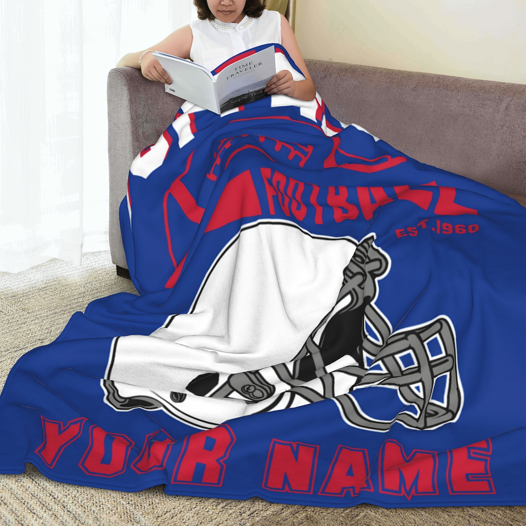 

Customizable Buffalo Football Fleece Blanket - Personalized Name For Sofa, Bed, And Couch - Ideal Fans - Multiple Sizes