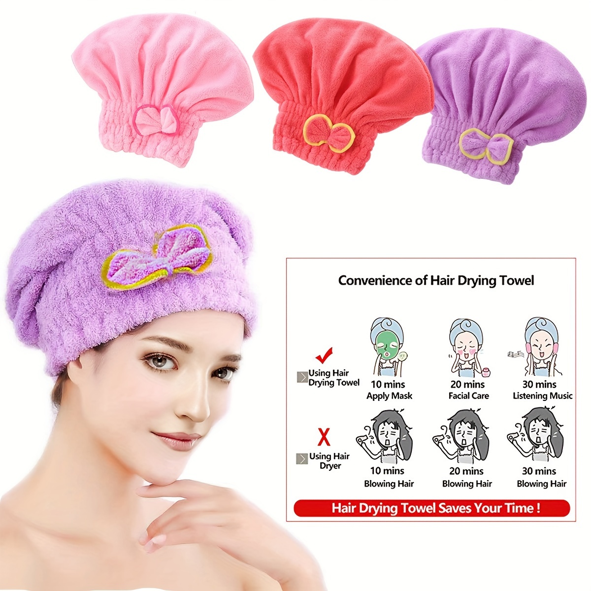 

Bow Tie Hair Towel: Modern Microfiber Drying Turban With High Absorbency And Quick