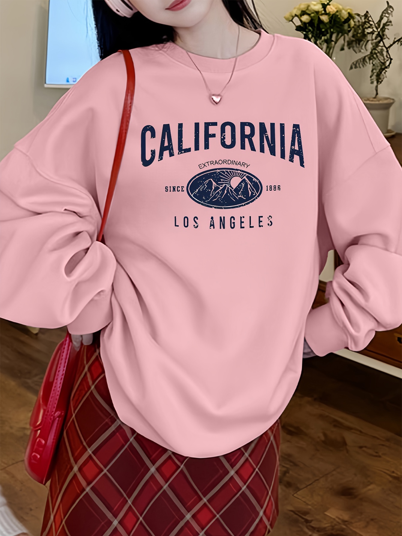 women's oversized california los angeles graphic sweatshirt Temu