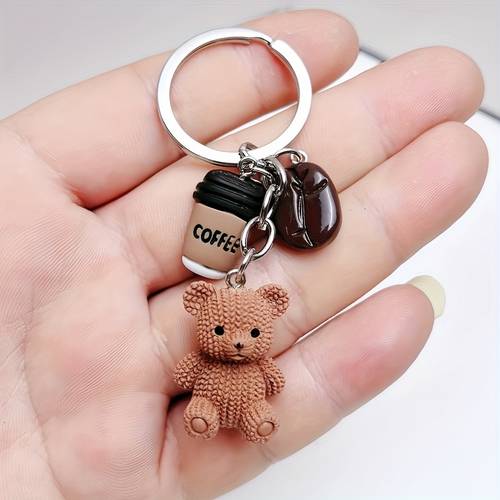 a cute teddy bear keychain bean color featuring a closure birthdays gifts for party favors bag and notebook decorations stylish accessory for women