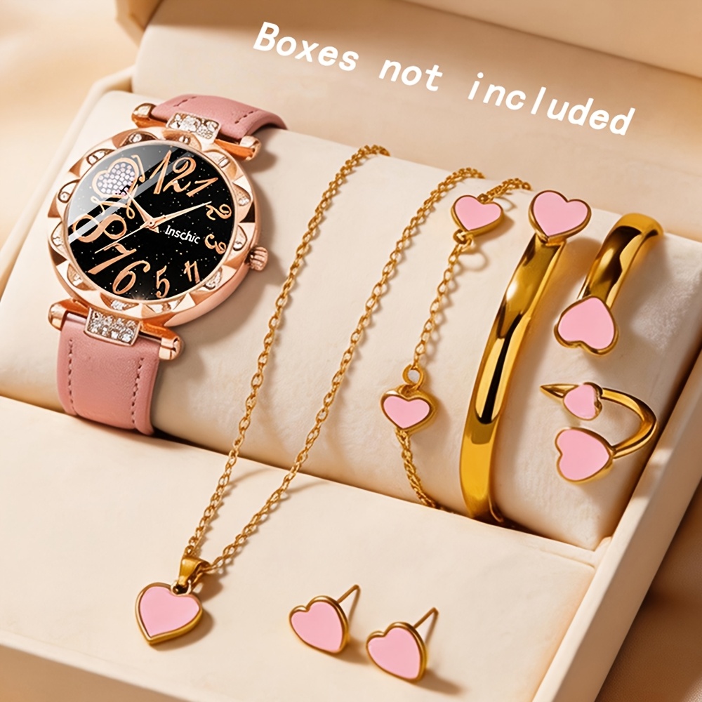 Conjunto de Relógio de Quartzo Analógico Feminino Elegante e Moderno 5