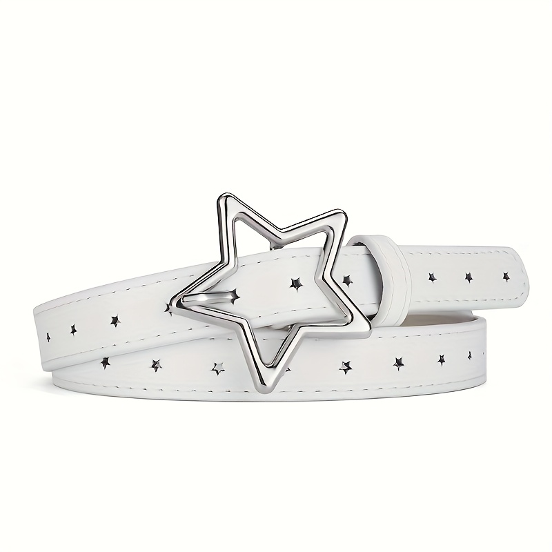 TEMU 1pc Elegant Star Buckle Belt - Chic Star Pattern With Metallic Star Charm, Adjustable Waistband, Perfect For Casual Or Formal Outfits, Casual