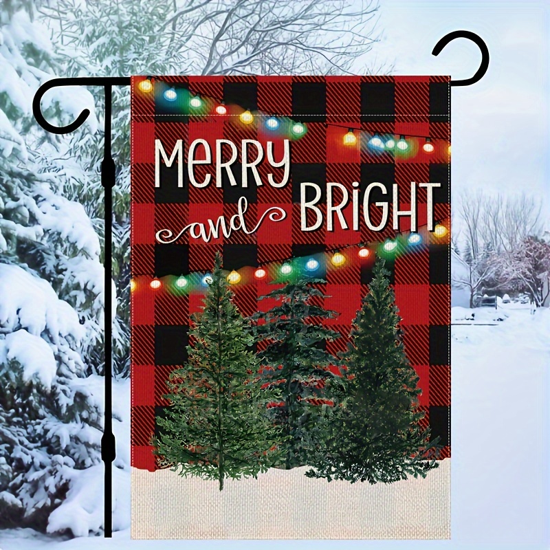 

1pc, Christmas Garden Flag, Christmas Tree Winter Merry And Bright Flag For Outdoor Backyard Double Sided Flag 12*18 Inch