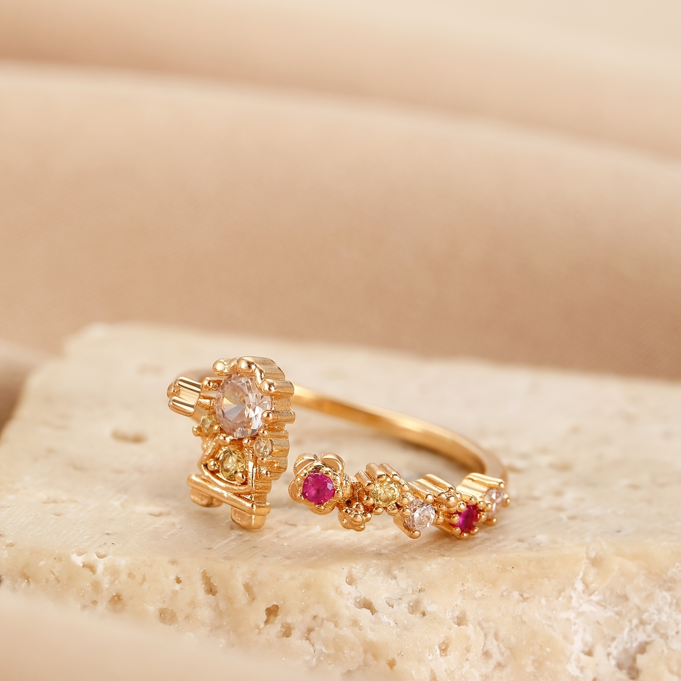 Luxurious French-Style Fairytale Ring with Synthetic Zirconia