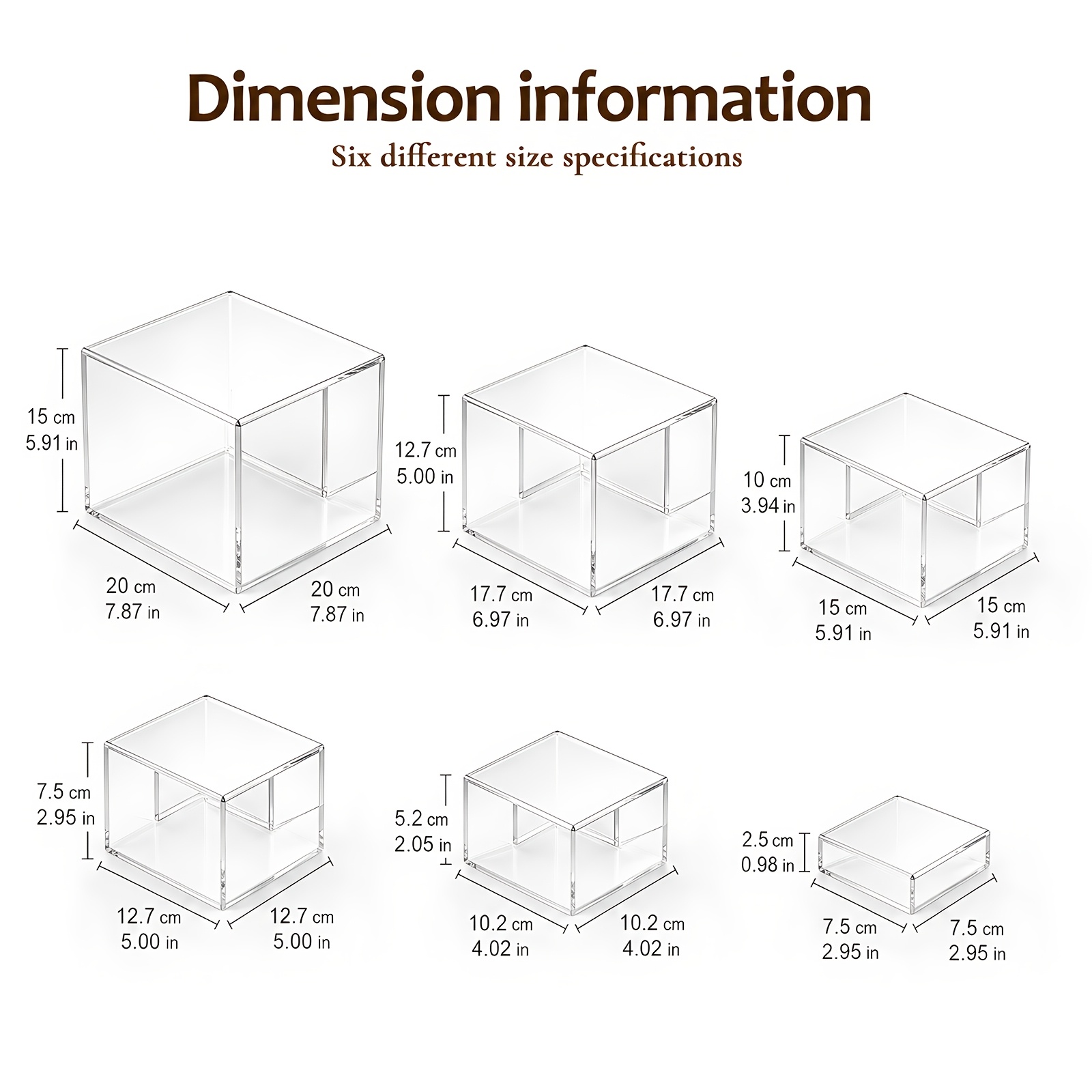 TEMU Ensemble de 6 présentoirs carrés grands/, supports de piédestal multi-tailles pour bijoux, objets et décoration intérieure, organisateur