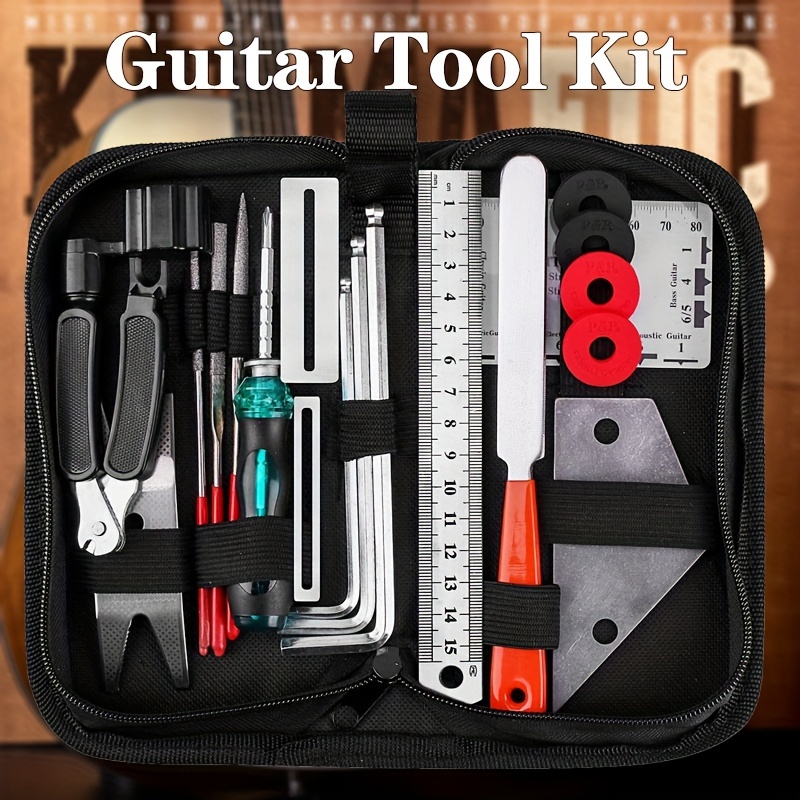 

20pcs Complete Guitar Maintenance Kit - Includes String Winder, Action Ruler, Fret Sanding File, And More For Easy Repairs And Care