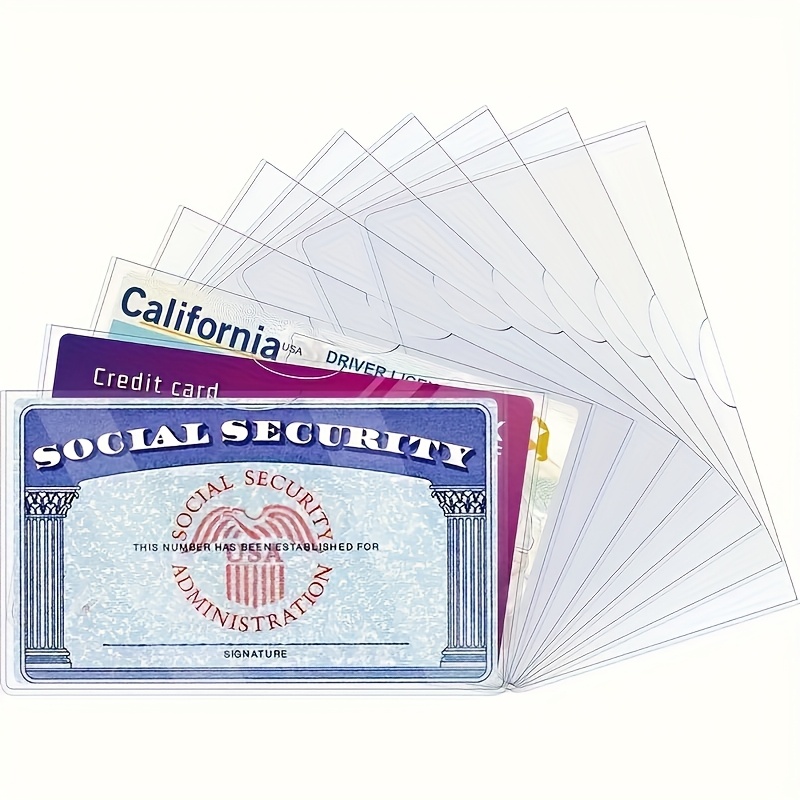 10pcs Durable PVC Clear Card Cases for Social Security, Health Insurance, Credit & Business Cards - Protective Storage Sleeves