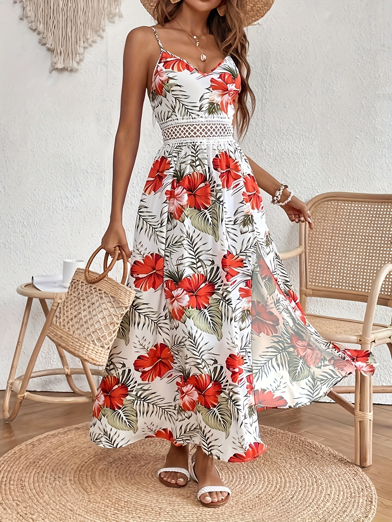 elegant floral print maxi dress v neck sleeveless - Temu Canada elegant floral print maxi dress v neck sleeveless - Temu Canada