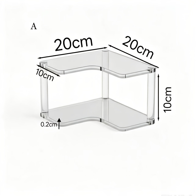 TEMU Premium Transparent Acrylic Corner Display Rack, L-shaped Organizer, Suitable For Cosmetics, Figures, Spices, Aesthetic And Space-saving Desktop