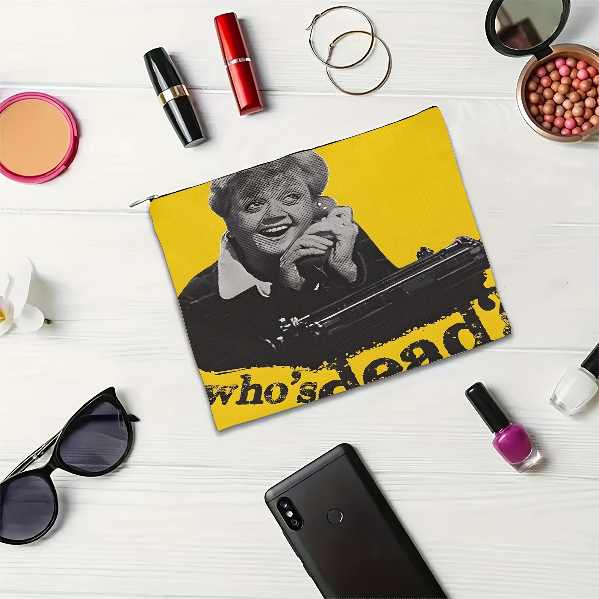 TEMU Borsa organizzatrice per trucco elegante stile Jessica Fletcher ", scriveva lei", 1 pezzo, 8.66x5.91 pollici