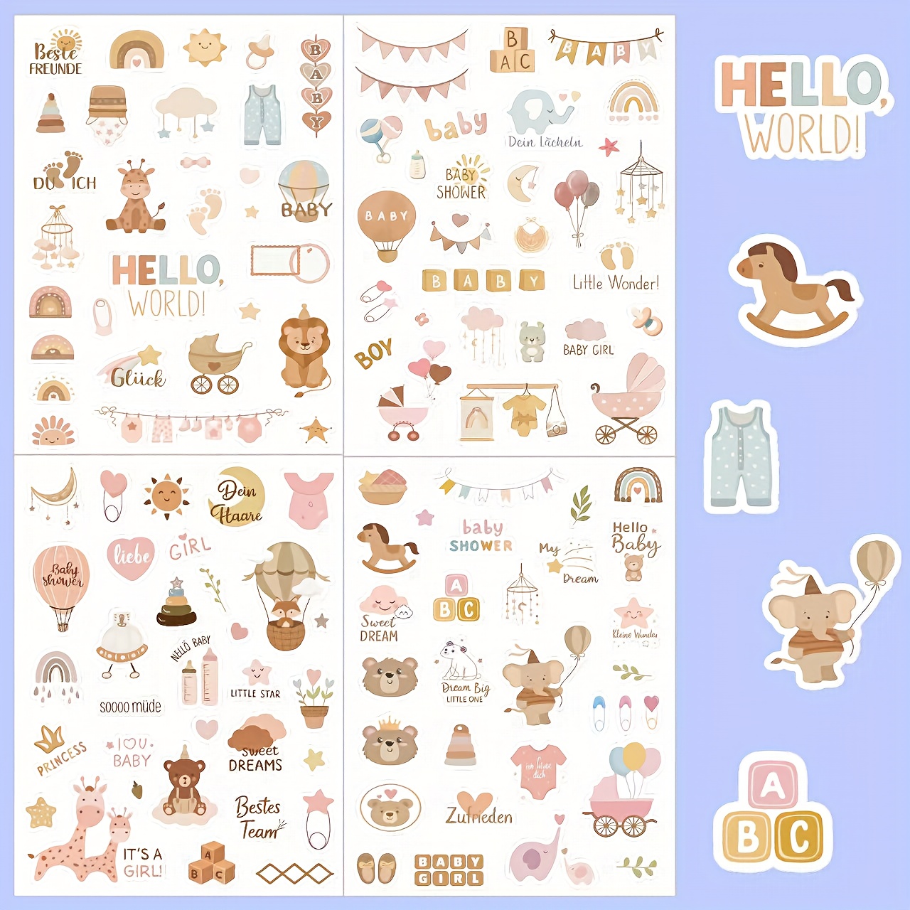 Baptism & Growth Stickers Set with 110+ English/German Record Stickers