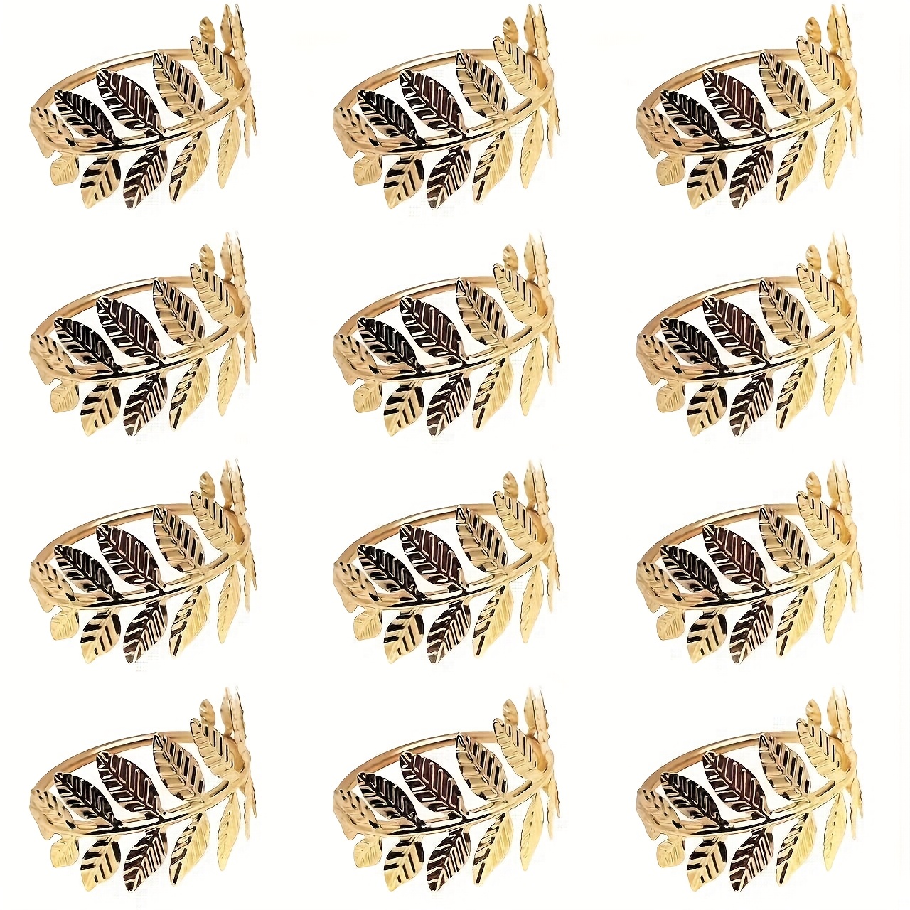TEMU Elegant 12pcs Leaf-shaped Napkin Rings Set - Weddings, Parties & | Reusable Cast Iron Table Holders, For Autumn