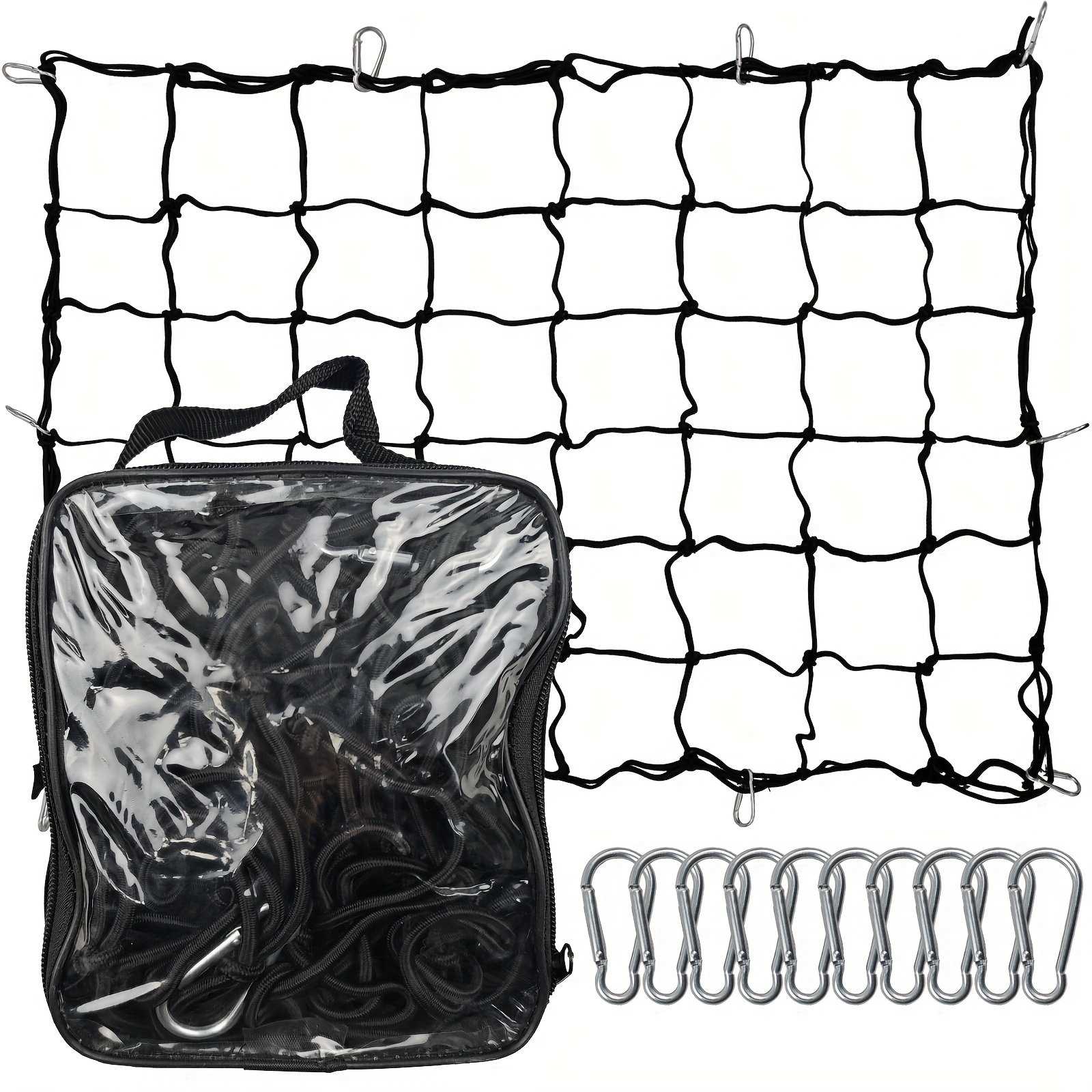 TEMU 1pc 4' X 6' Truck Cargo Net, Roof Rack Cargo Net For Pickup Trucks Suv, Heavy Duty Truck Bed Cargo Bungee Net With 12 Clips And Storage Bag