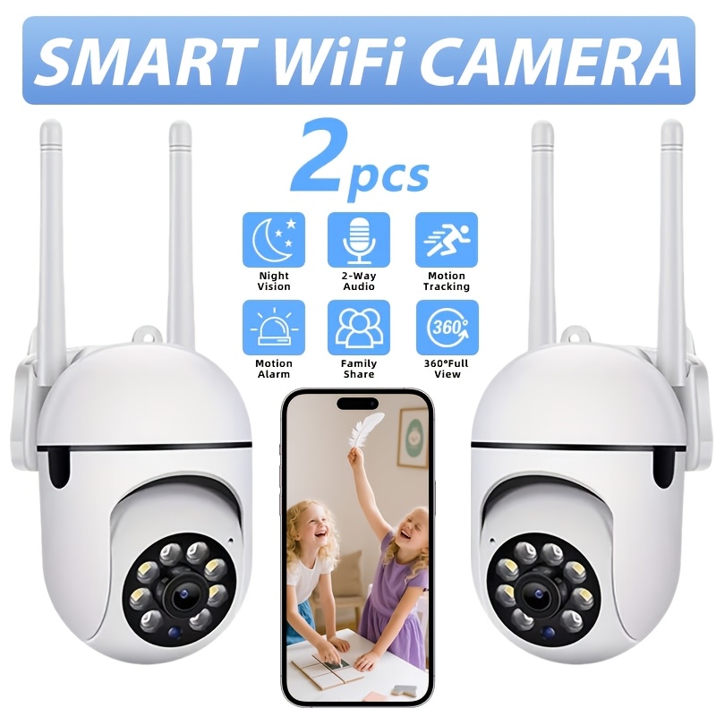 set of 2 spherical security cameras featuring motion detection   notifications wireless wifi   for smart home surveillance color   two way audio   with 2 4 5ghz   designed for indoor use