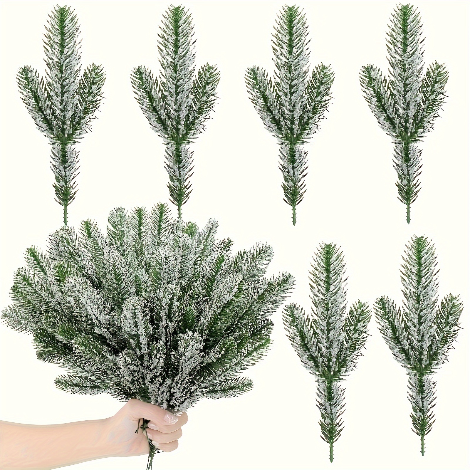 TEMU 8-32pcs Christmas Decoration, Artificial Flowers, Christmas Tree , Artificial Pine Needles, Winter Artificial Planting, Velvet Pine Branches,