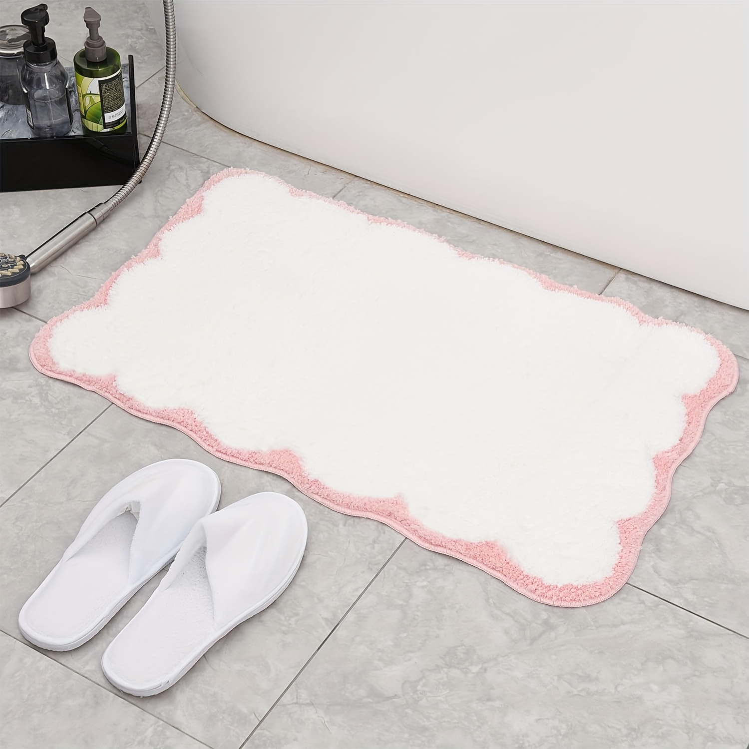 machine washable tufted oblong bath rug with non slip tpr backing polyester ultra absorbent   bath mat ideal for bathroom bathtub and bedroom doorway modern   fluffy plush winter decor decoration Product details 0