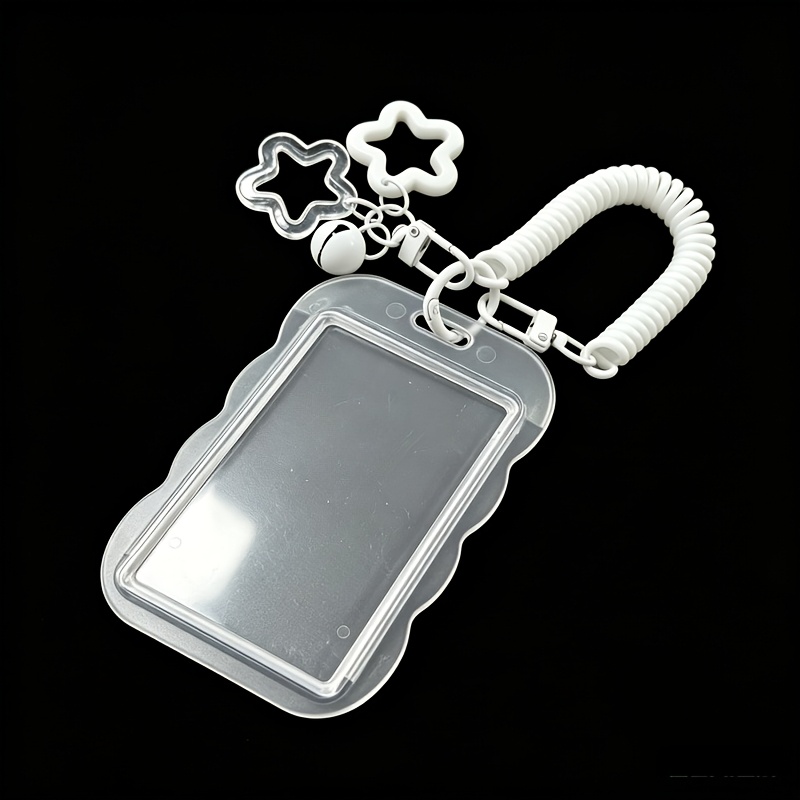 TEMU Lot de 1 porte-cartes rétractable en acrylique avec porte-clés et pendentif , étui de carte d'identité durable, porte-clés portable pour carte