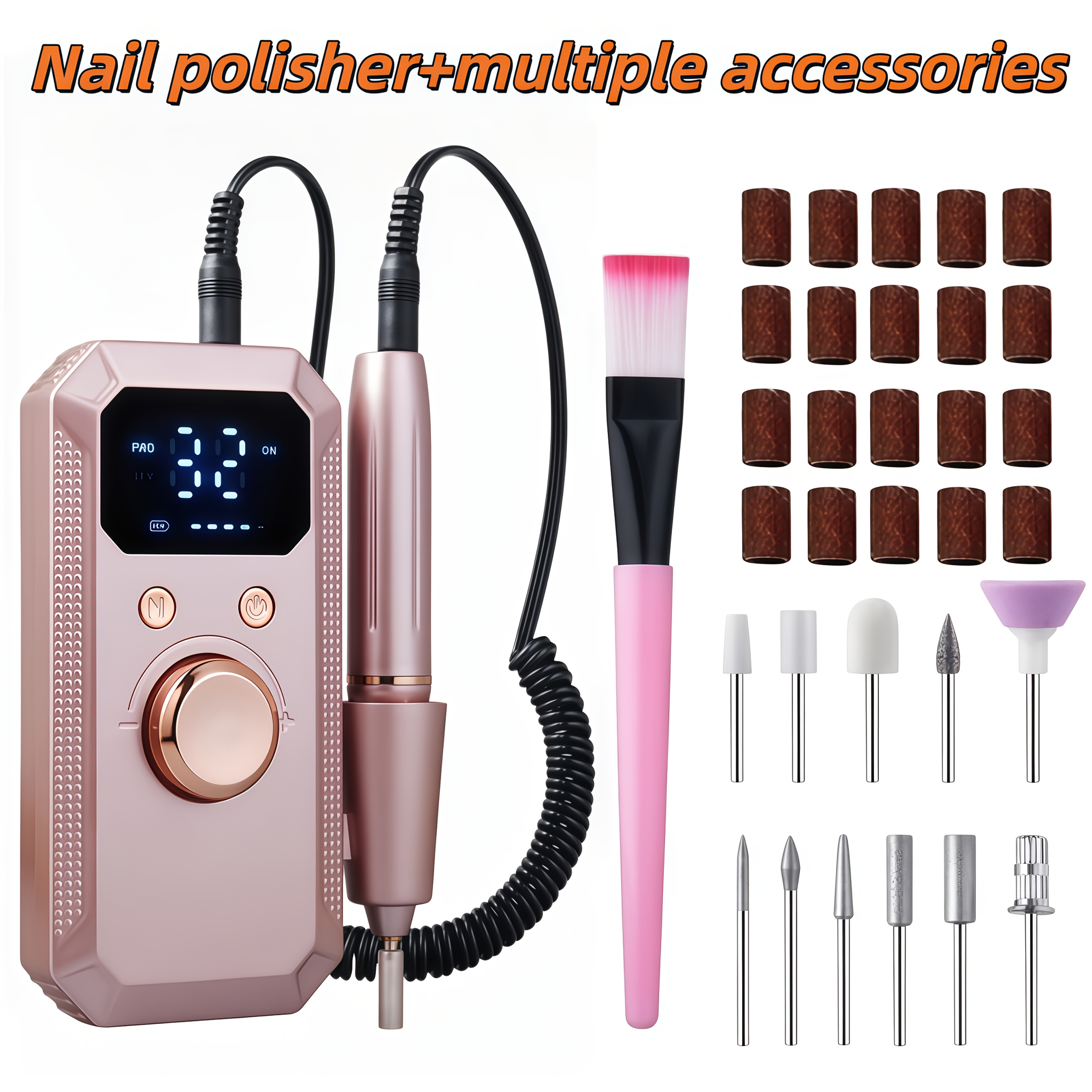 E-shop Tragbarer Nagelpolierer Pediküre-Elektro-Nagelfeile-Set, wiederaufladbar über USB - 32 einstellbare Einstellungen, inklusive Nagelfeile