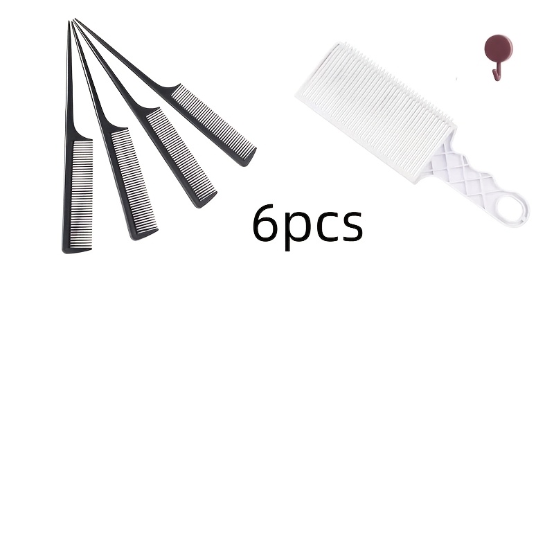 TEMU 6pcs Set: Haircutting Auxiliary Comb + Macaron Hook + 4 Black Head Combs / No Professional Barber Skills Required. Simply Hold And With Clipper