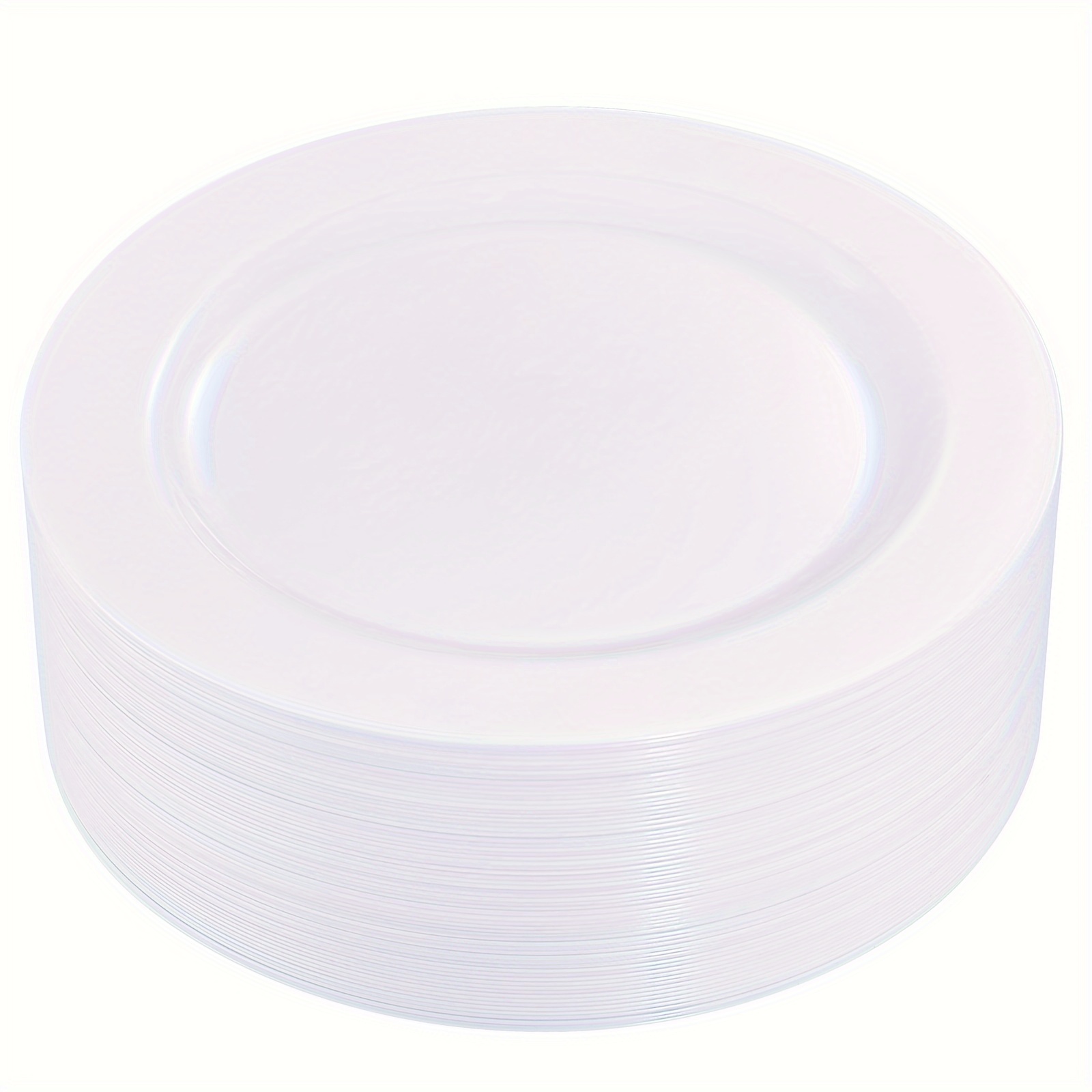 

50pcs White Plastic Dinner Plates 10.25 Inch, Premium Disposable Plates, Safe And Reusable, Great For Party