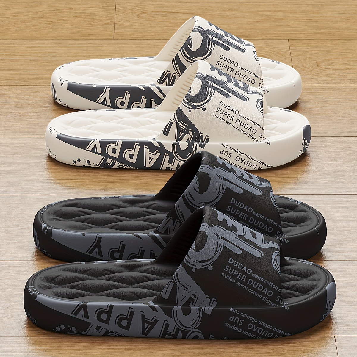 Graffiti Men's Slippers, Fashionable and Trendy for Outdoor Wear, Japanese and Korean Style, Soft and Comfortable EVA Material — Zaynora Luxury Marketplace