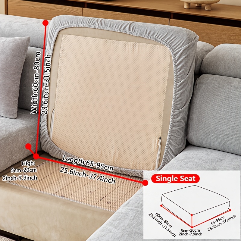 TEMU elástica para sofá de color liso, 1 pieza, para cojín de asiento de sofá para toda estación, protector de asiento de sofá de envoltura completa,