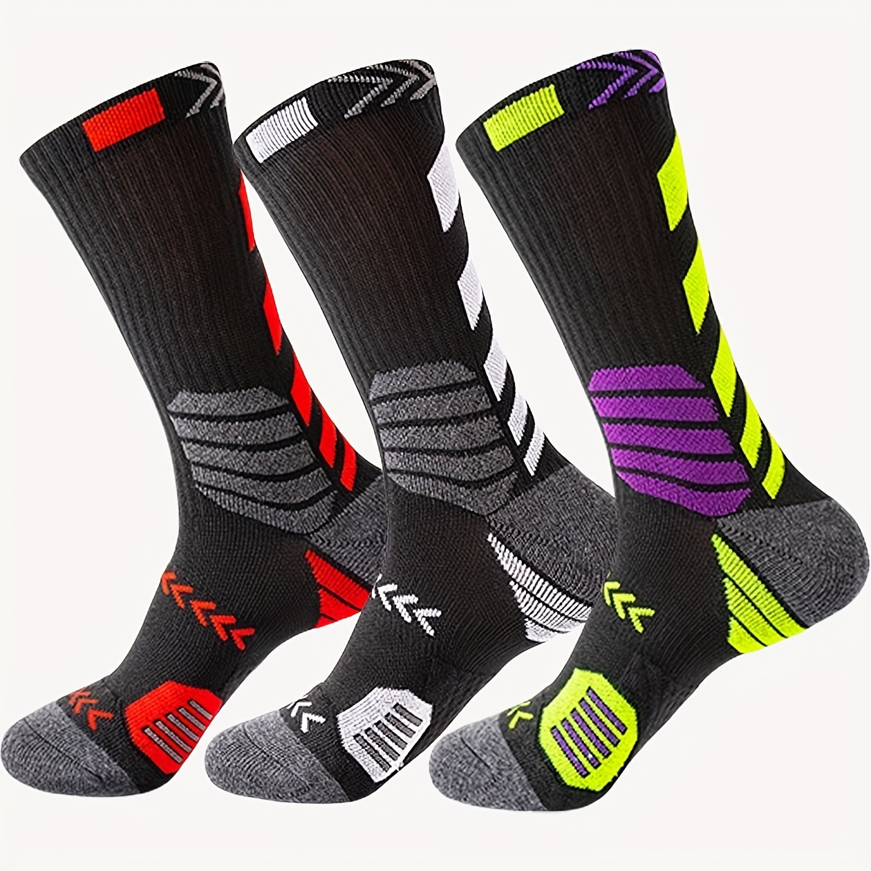 E-shop 3 Paar zufällige Herren-Sportsocken, geeignet für Outdoor-Aktivitäten wie Bergsteigen, , Radfahren, Wandern, Basketballspielen usw., vielseitig