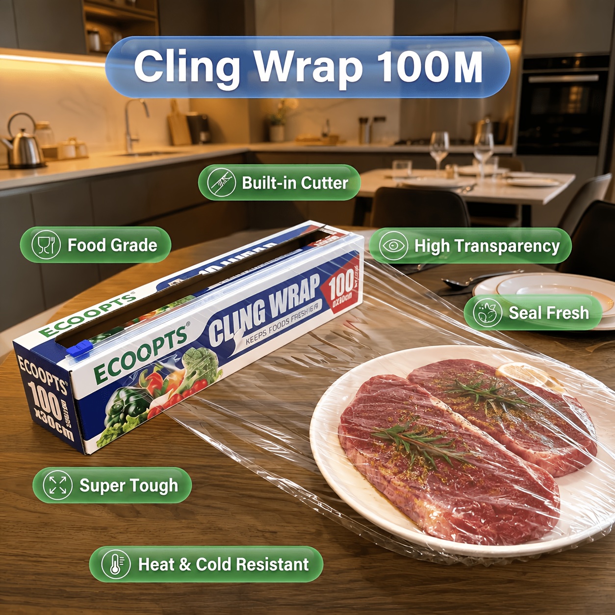 Household Plastic Wrap, Thickened Large Roll Design