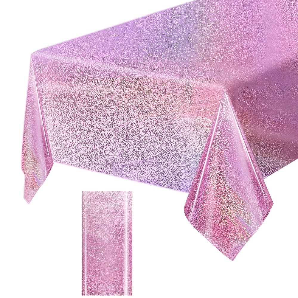 TEMU Nappe jetable en plastique laser holographique rose, 1 pièce/lot de 3 pièces, reflète un éclat onirique , convient pour les fêtes d'anniversaire