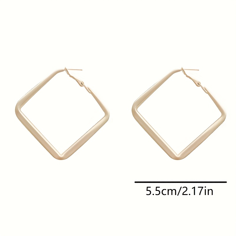 Hollow Square Stud Earrings Synthetic Stone 925 Sterling Silver Post