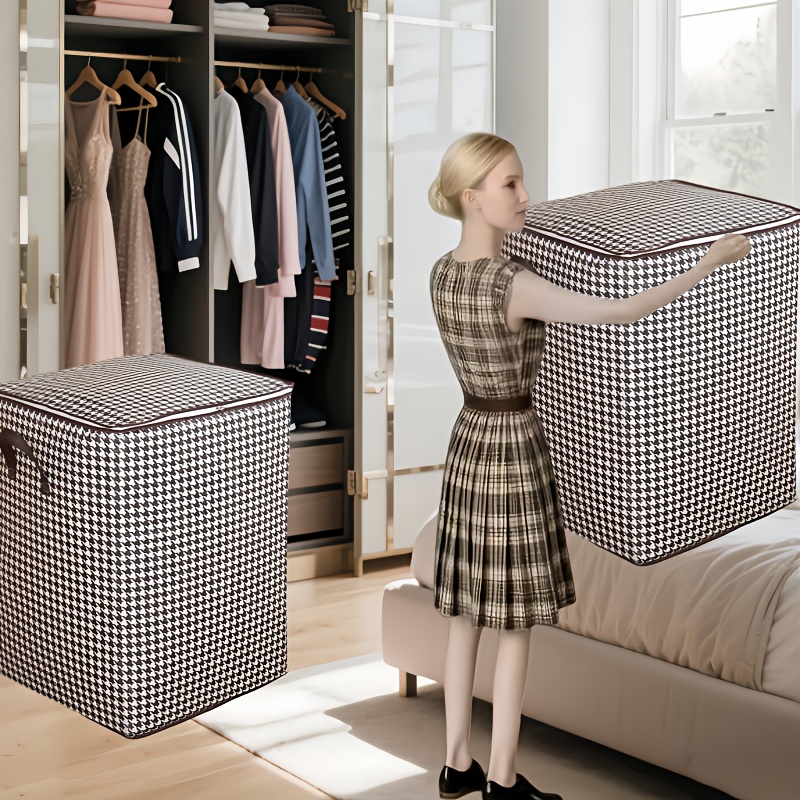 1pc foldable woven storage basket with handles thick organizer for clothes and quilts ideal for moving and   clothes organizer storage