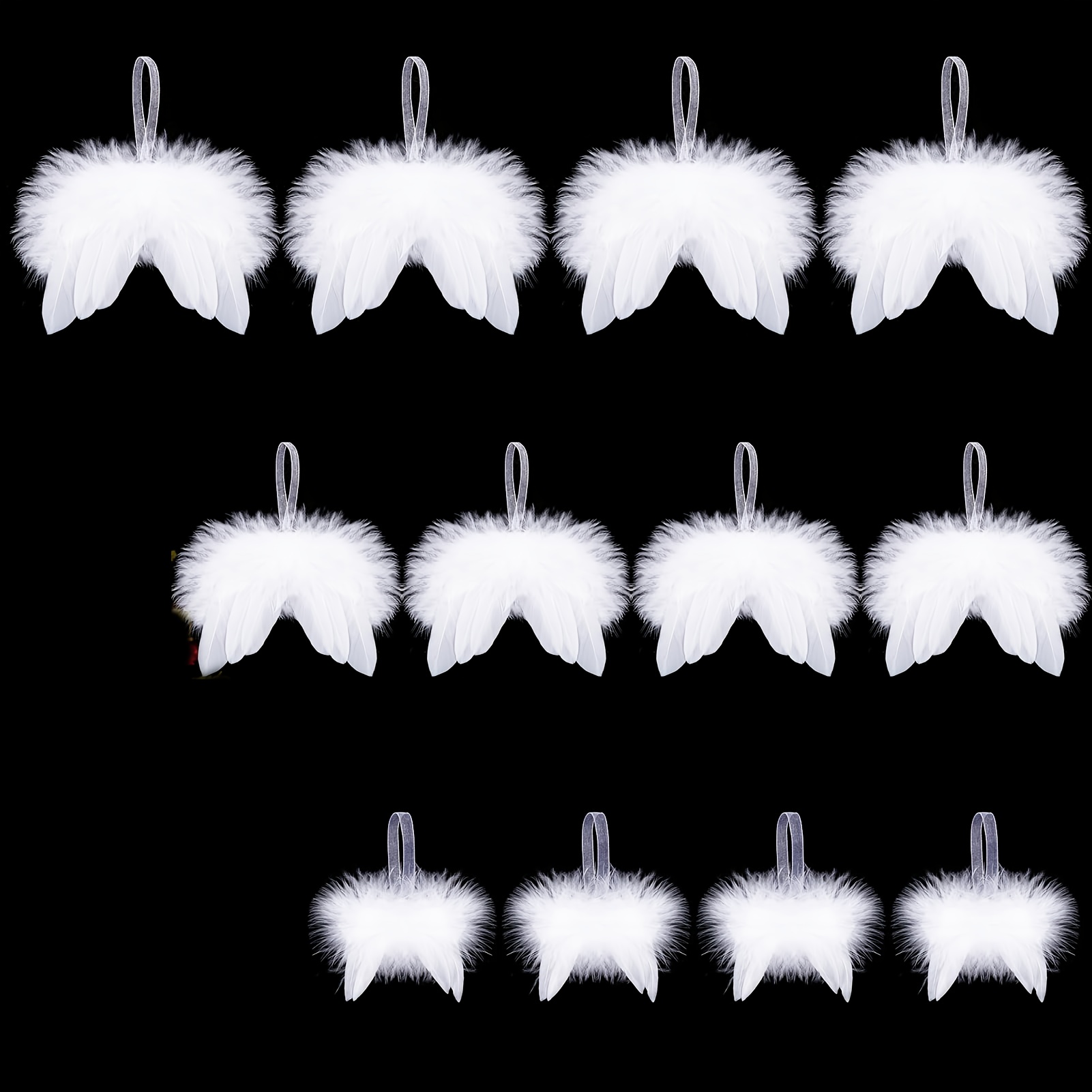 Image of 12pcs Wings Christmas Tree Ornaments, Mini Holiday Hanging Decorations, Suitable For Christmas Trees, Christmas Parties, Diy Decorations, And Home Parties