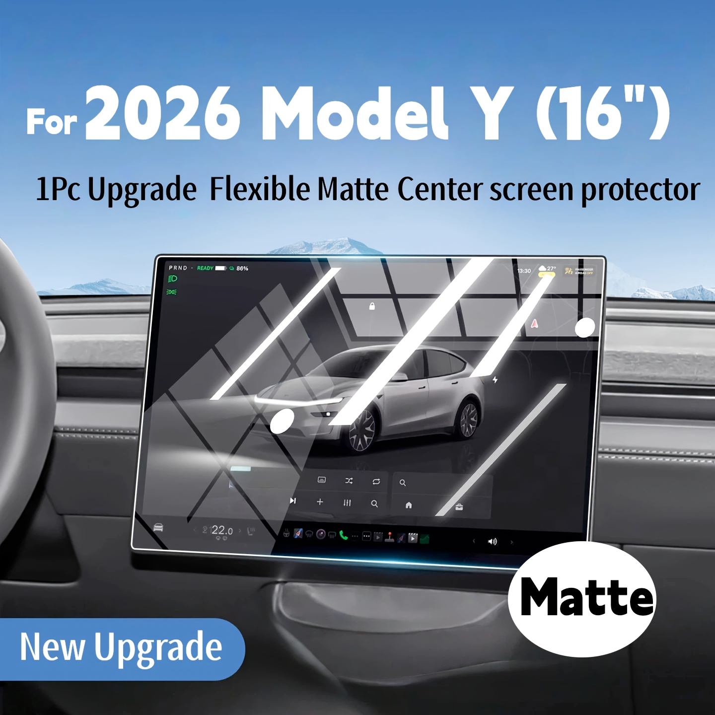 TEMU Protecteur d'écran tactile central de 16 pouces pour Tesla Model Y 2026 | Matériau mat flexible amélioré de 0,3 mm, résistant aux rayures, écran