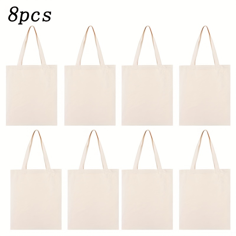 8 Pack Mini Canvas Tote Bags for DIY Crafts and Gifting
