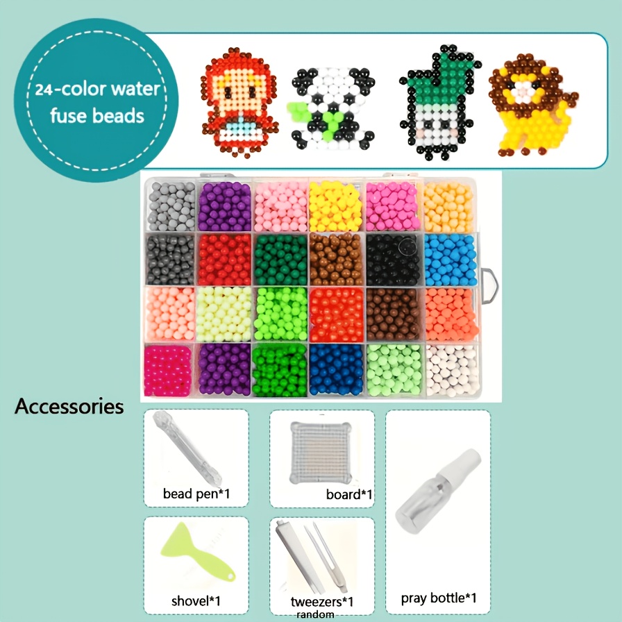 TEMU 2400 5 mm hydrosolubles (24 couleurs) pour la fabrication de bijoux, kit de perles à avec boîte de rangement et combinaison d'outils, perles de