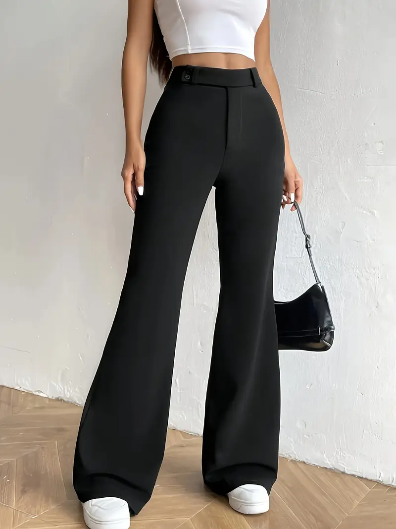 ausgestellte Hose, lässige Hose mit hoher Taille für Frühling und Herbst, Damenbekleidung 0