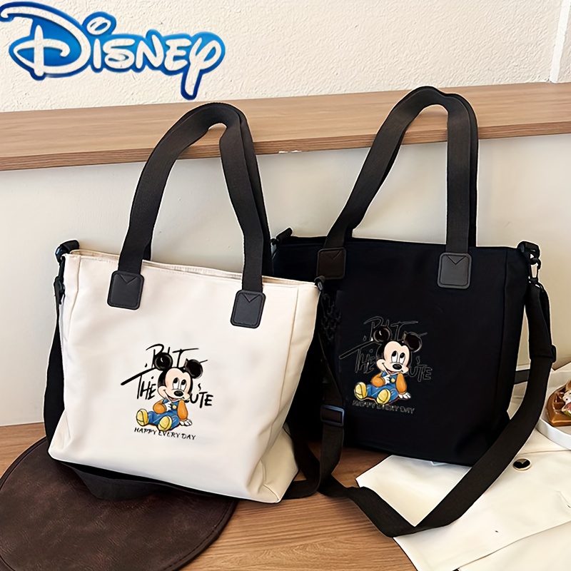 

Disney Cartoon Mickey Canvas Tote, Single Room Crossbody Bag, Large Capacity Simple Fashion College Class Commuting Shoulder Tote Bag